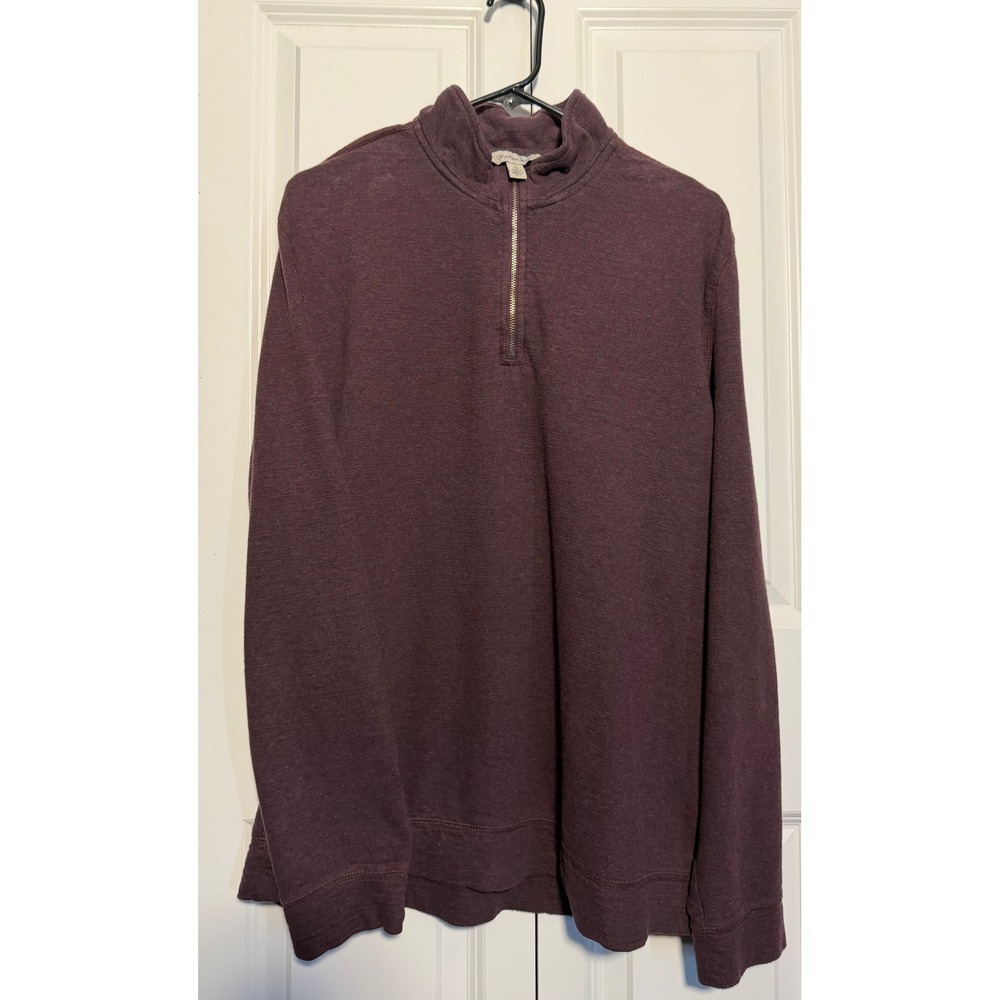 Calvin Klein Jeans Quarter Zip Pullover Mens L Purple Good Heathered Mock Neck